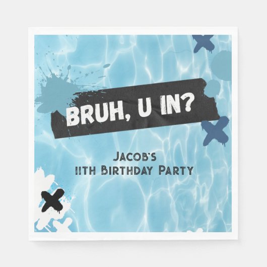 Bruh je in Zomer Zwembad Party Tiener Jongen Verja Servet (Voorkant)