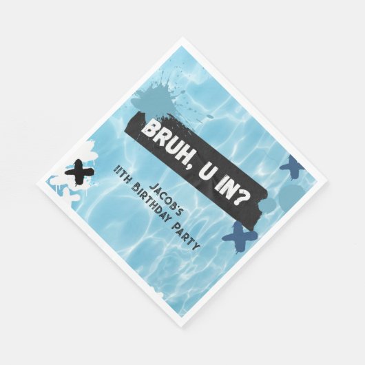 Bruh je in Zomer Zwembad Party Tiener Jongen Verja Servet (Hoek)