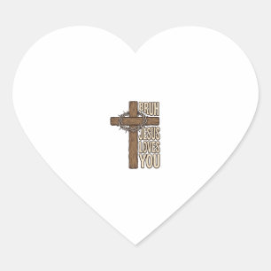 Bruh Jezus Houdt Van Jou Kruis Vintage Christelijk Hart Sticker