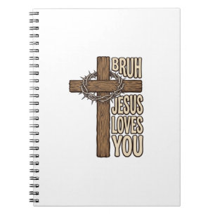 Bruh Jezus Houdt Van Jou Kruis Vintage Christelijk Notitieboek