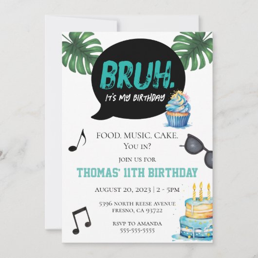 Bruh Jongen Grappig 11e 12e 13e 14e Tiener Tween Kaart (Voorkant)