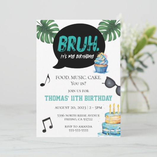 Bruh Jongen Grappig 11e 12e 13e 14e Tiener Tween Kaart (Staand voorkant)