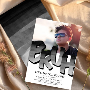 'BRUH' Jongen, Tiener Verjaardagsfoto Kaart