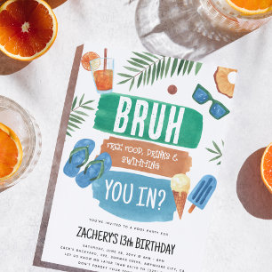 Bruh Jongen Zwembad Feest Verjaardag Kaart