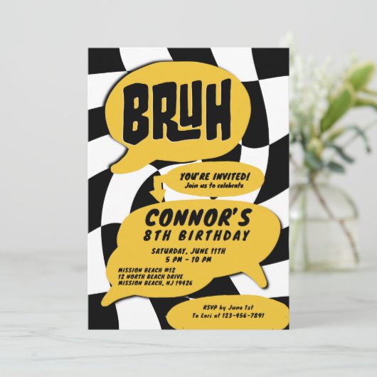 Bruh Jongens Tiener Verjaardagsfeestje Kaart (Staand voorkant)