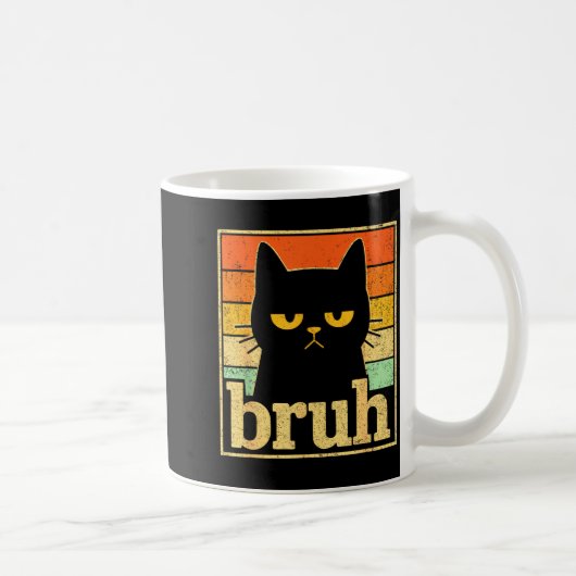 Bruh Kat Meme Grafisch – Grappige Kat Retro Meme V Koffiemok (Rechts)