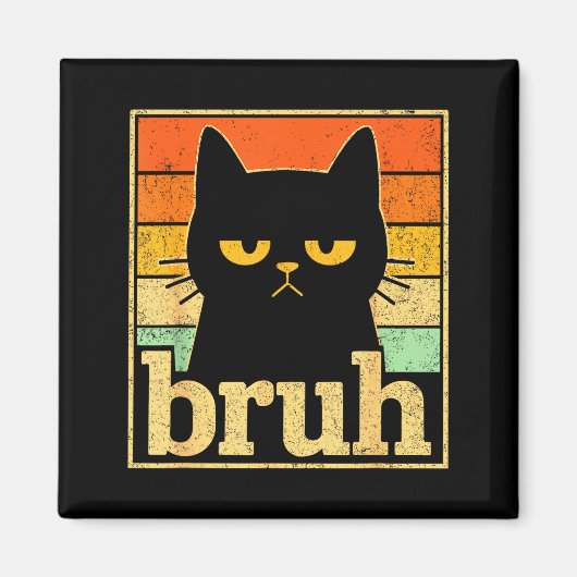Bruh kat meme grafisch – Grappige kat retro meme v Magneet (Voorkant)