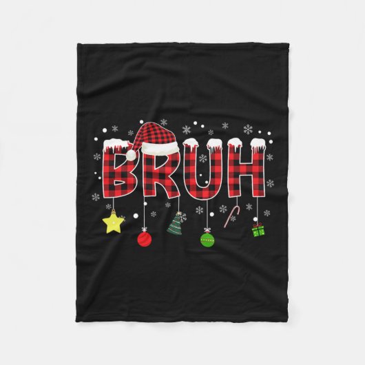 Bruh Kerst Rood Plaid Tiener Jongens Kinder Xmas P Fleece Deken (Voorkant)