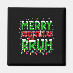 Bruh Kerst Rood Plaid Tiener Jongens Kinder Xmas P Magneet