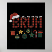Bruh Kerst Rood Plaid Tiener Jongens Kinder Xmas P Poster (Voorkant)