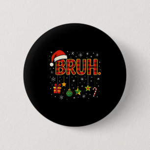Bruh Kerst Rood Plaid Xmas Pyjama Tiener Boys K Ronde Button 5,7 Cm