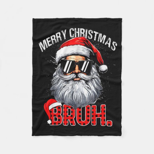 Bruh Kerstman Hoed Grappig Kerstmis Rood Geruit Ma Fleece Deken (Voorkant)