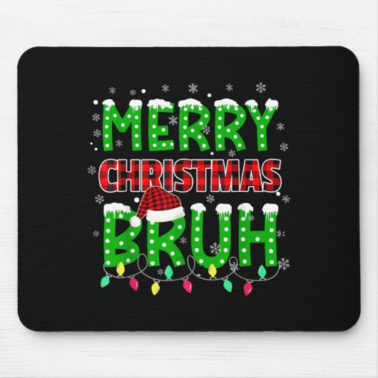 Bruh Kerstmis Rood Geruit Muismat (Voorkant)