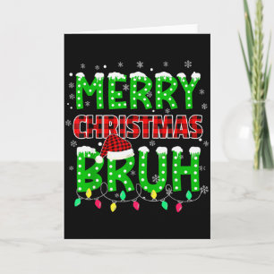 Bruh Kerstmis Rood Geruit Tiener Jongens Kinderen Kaart