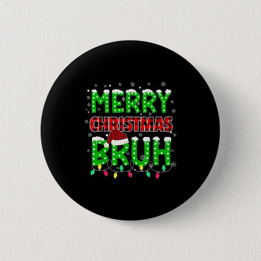 Bruh Kerstmis Rood Geruit Tiener Jongens Kinderen  Ronde Button 5,7 Cm (Voorkant)