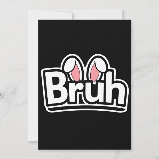 Bruh Konijnenoren Cute Meme Grafisch Feestdagenkaart (Voorkant)