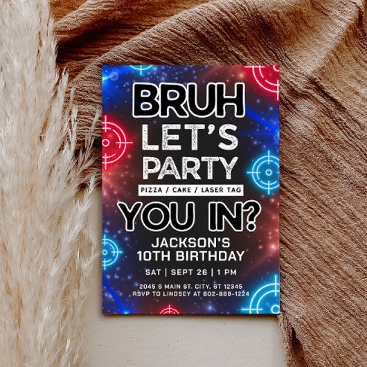 Bruh Laser Label Glow verjaardagsuitnodiging Kaart