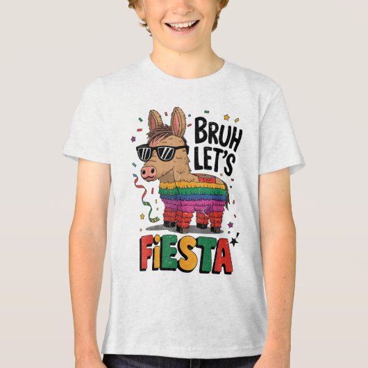 Bruh Lets Fiesta Cinco Mayo Pinata Grappig Mexicaa Tri-Blend Shirt (Voorkant)