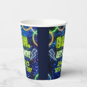 Bruh Let's Party Neon Glow Blauw Groene Verjaardag Papieren Bekers (Links)