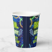 Bruh Let's Party Neon Glow Blauw Groene Verjaardag Papieren Bekers (Rechts)
