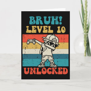 Bruh Level 10 Ontgrendeld Gamer Dab Retro 10e Verj Kaart