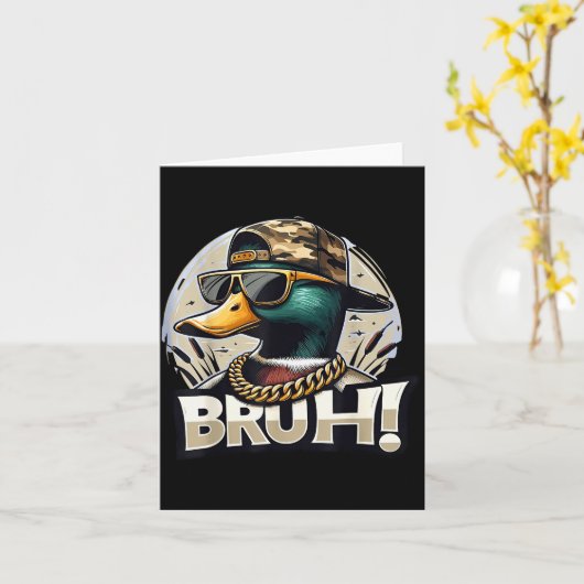 Bruh Mallard Duck Funny Duck Hunting Humor Kaart (Gele Bloem)