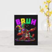 Bruh Mardi Gras Dabbing Crawfish Carnaval Tiener B Kaart (Gele Bloem)