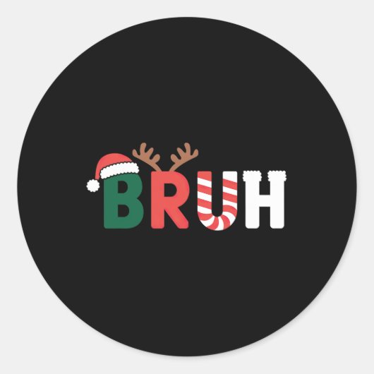 Bruh Meme Christmas Ronde Sticker (Voorkant)