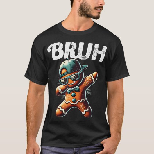 Bruh Meme Cool Gemberkoek Dabbing Grappig Kerstmis T-shirt (Voorkant)