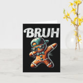 Bruh Meme Cool Gingerbread Dabbing Funny Christmas Kaart (Gele Bloem)