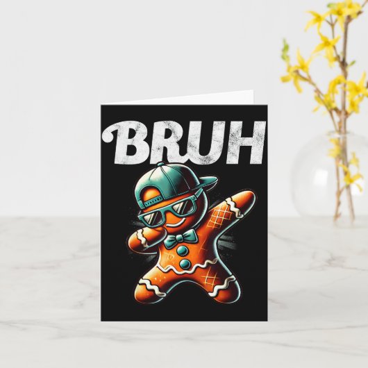 Bruh Meme Cool Gingerbread Dabbing Funny Christmas Kaart (Gele Bloem)