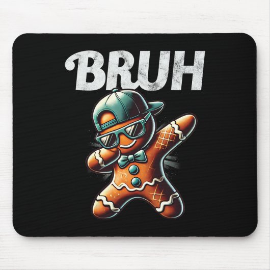Bruh Meme Cool Gingerbread Dabbing Funny Christmas Muismat (Voorkant)