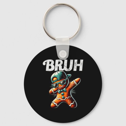 Bruh Meme Cool Gingerbread Dabbing Funny Christmas Sleutelhanger (Voorkant)