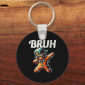 Bruh Meme Cool Gingerbread Dabbing Funny Christmas Sleutelhanger (Voorkant)