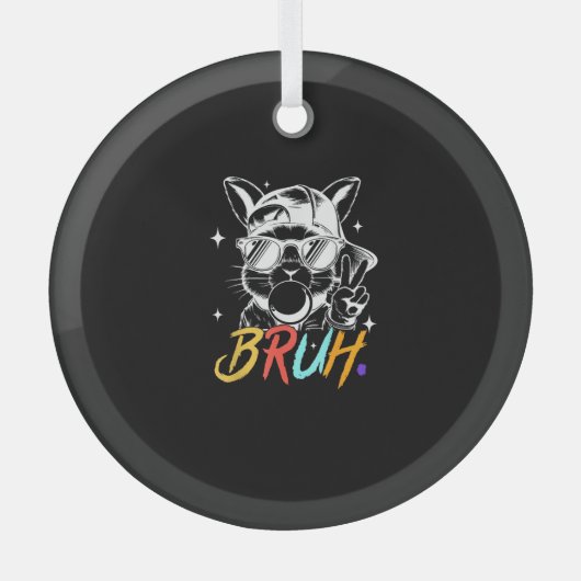 Bruh Meme Easter Cool Bunny Face Zonnebril Mannen  Glas Ornament (Voorkant)
