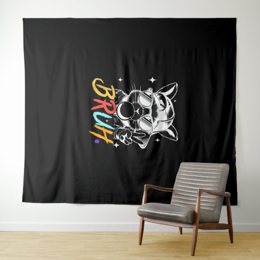 Bruh Meme Easter Cool Bunny Face Zonnebril Mannen  Wandkleed (In Situ (horizontaal))