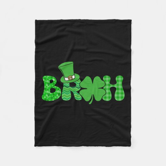 Bruh Meme Funny St Patricks Day Shamrock Iers Fleece Deken (Voorkant)