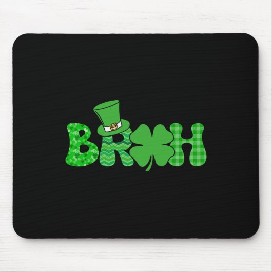 Bruh Meme Funny St Patricks Day Shamrock Iers Muismat (Voorkant)