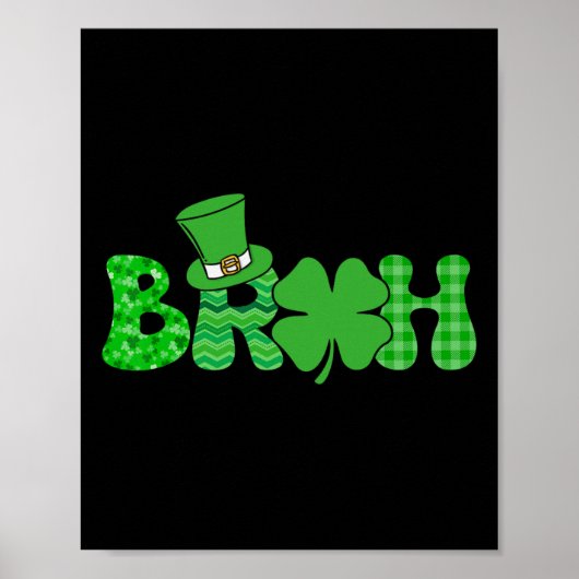 Bruh Meme Funny St Patricks Day Shamrock Iers Poster (Voorkant)