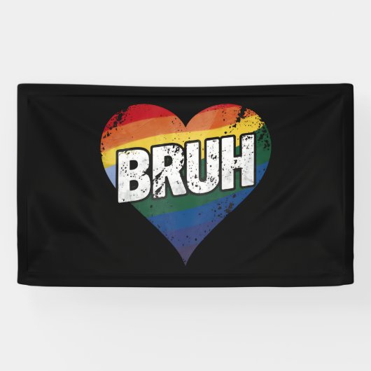 Bruh Meme Grappig Gezegde Bro Groet Gay LGBT Pride Spandoek (Horizontaal)