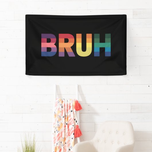 Bruh Meme Grappig Gezegde Bro Groet Gay LGBT Pride Spandoek (Insitu)