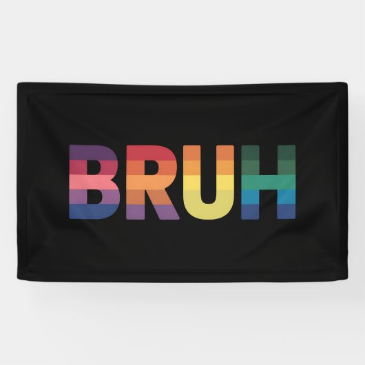 Bruh Meme Grappig Gezegde Bro Groet Gay LGBT Pride Spandoek (Horizontaal)