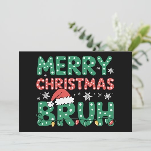 Bruh Meme Grappig Gezegde Bro Groet Kerstmis Kaart (Staand voorkant)