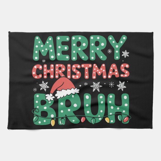 Bruh Meme Grappig Gezegde Bro Groet Kerstmis Theedoek (Horizontaal)