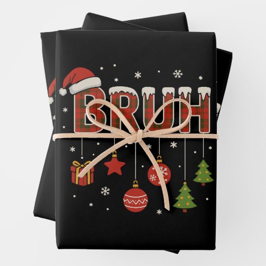 Bruh Meme Grappige Bro Groet Kerstmis Inpakpapier Vel (In situ)