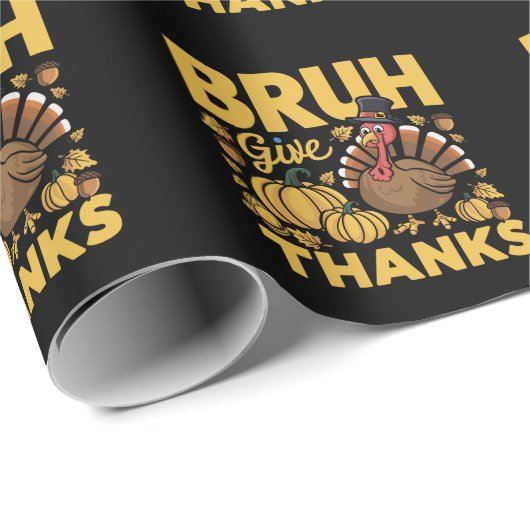 Bruh Meme Grappige Thanksgiving Turkije Dankbaar Cadeaupapier (Rol Hoek)