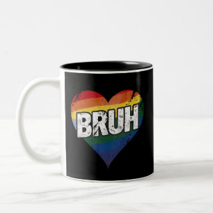 Bruh Meme Grappige Uitspraak Bro Groet Gay LGBT Tr Tweekleurige Koffiemok