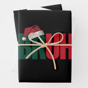 Bruh Meme Grappige Uitspraak Bro Groet Kerstmis Inpakpapier Vel