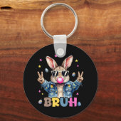 Bruh Meme Paasdag Funny Bunny Eggs Tiener Boys K Sleutelhanger (Voorkant)
