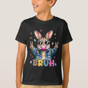 Bruh Meme Paasdag Funny Bunny Eggs Tiener Boys K T-shirt